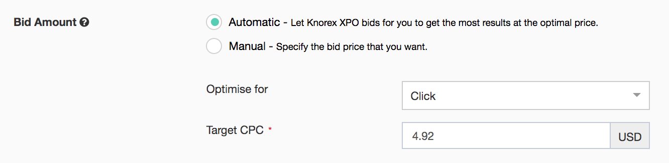 XPO Smart Bidding Setting